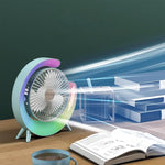 مروحة مكتب صغيرة بإضاءة LED ملونة