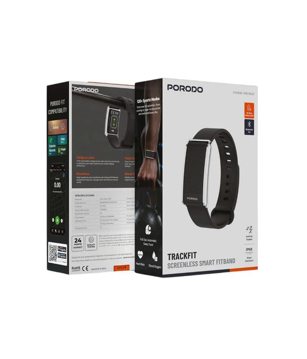 سوار Porodo TrackFit الذكي لتتبع اللياقة - أسود